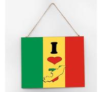Letrero de madera con texto en inglés "I Love My Country" del Congo, decoración primitiva, letrero de madera personalizado con mapa del estado del mundo, letrero de pared de madera para sala de estar