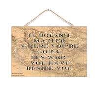 Letrero de madera con texto en inglés «It Doesn't Matter Where You're Going», para pared, decorativo, envejecido, acuarela, histórico, mapa de viaje, letrero de pared de madera pintada para oficinas