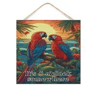 Letrero de madera con texto en inglés "It's Five O'clock Somewhere Established", decoración del hogar, vintage, Happy Hour, piscina, playa, fruta, letrero positivo de madera para baño, lavandería