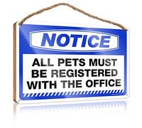 Letrero de madera con texto en inglés "Little Man Cave Notice All Pets Must Be Registered With The Office", letrero decorativo de madera para colgar en la pared (23 x 35 cm)