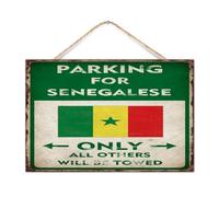 Letrero de madera con texto en inglés "Parking for Senegalese Only All Others Will Be Towed", arte decorativo para pared, rústico y nacional, banderas de país, letreros positivos de madera para