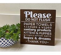 Letrero de madera con texto en inglés "Please Do not Flush Paper Towel Kittens Puppies Hopes & Dreams, etc. Letrero de baño con texto en inglés "Please Do not Flush Paper Towel Kittens Puppies Hopes &