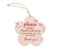 Letrero de madera con texto en inglés "Please Do Not Touch or Kiss Baby" para asiento de coche, etiqueta de cochecito, no tocar para recién nacido de hospital (mariposa y flor)