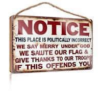 Letrero de madera con texto en inglés "Signs And Plaques Political Incorrectness Notice: Traditional Values - Letrero de madera para baño, decoración divertida de otoño para porche delantero (23 x 35