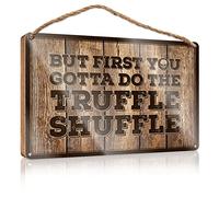 Letrero de madera con texto en inglés "Toilet Rules For Bathroom But First You Gotta Do The Truffle Shuffle" (23 x 35 cm)