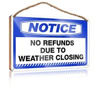 Letrero de madera con texto en inglés "Toilet Rules For Bathroom Notice No Refunds Due To Weather Closing" (15 x 28 cm)