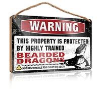 Letrero de madera con texto en inglés «Toilet Rules For Bathroom Warning This Property Is Protected By A Highly Trained Bearded Dragon2» (15 x 28 cm)