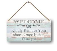 Letrero de madera con texto en inglés "Welcome Kindly Remove Your Shoes Once Inside Thank You", letrero de madera con texto en inglés "Please Remove Your Shoes", para puerta delantera, sin zapatos,