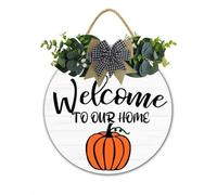 Letrero de madera con texto en inglés "Welcome to Our Home" para puerta de granja, 28 x 28 cm, diseño de cosecha rústica, para colgar en Acción de Gracias, para decoración de porche