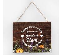 Letrero de madera con texto en inglés "You Are The Greatest Mom" para decoración de pared de campo, letrero de madera motivacional para interiores, guardería, entrada, 10 x 12 pulgadas