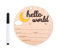 Letrero de Madera con Texto Hola Mundo para Recién Nacidos, Tablero de Anuncio de Nacimiento Letrero de Bienvenida para Recién Nacidos Accesorios para Fotos de Baby Shower (Negro)