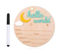 Letrero de Madera con Texto Hola Mundo para Recién Nacidos, Tablero de Anuncio de Nacimiento Letrero de Bienvenida para Recién Nacidos Accesorios para Fotos de Baby Shower (Verde Claro)