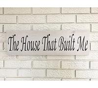 Letrero de madera de 4 x 16 pulgadas con texto en inglés «Home The House That Built Me Fixer Upper for Home Country Kitchen Living Dining Room Bedroom Art Wall Door Shop» bares, clubes, cafeterías