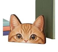 Letrero de madera de gato atigrado naranja de 20 cm, decoración de | Encantadora silueta de gato de madera con diseño de mirada para estantes y escritorios. Ideal para el hogar