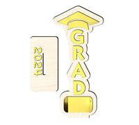 Letrero de madera de graduación, decoración de mesa rectangular dorada, 20,40 x 9,20 x 5,00 cm, adorno