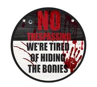 Letrero de madera de Halloween con texto en inglés "Not Enter Plaques Not Trespassing Bloody Pattern" para colgar en la pared, puerta delantera, Halloween