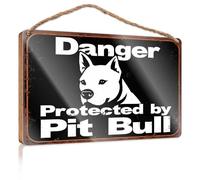Letrero de madera de Little Man Cave Danger: Protected By Pit Bull, regalo de madera para amigos del trabajo, regalos divertidos de oficina para Cowo (15 x 28 cm)