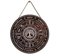 Letrero de madera de rueda del año, letrero de bruja pagana Sabbats, día festivo Wicca, calendario Wicca, altar de Yule, letrero de Navidad vintage hecho a mano, decoración de Navidad de 12 pulgadas