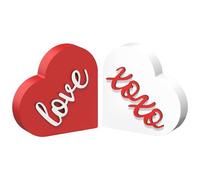Letrero de madera de San Valentín, centros de mesa en forma de corazón, 2 piezas decorativas para el día de San Valentín, material de madera maciza, función de decoración del hogar, accesorio de