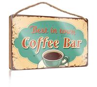 Letrero de madera decorativo con texto en inglés "Best in Town Coffee Bar: Savor The Best Brews" (15 x 28 cm)