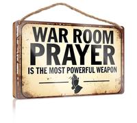 Letrero de madera decorativo frontal con texto en inglés "War Room Prayer Is The Most Powerful Weapon" (20 x 30 cm)