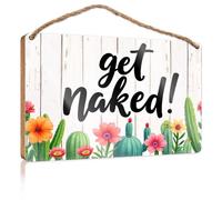 Letrero de madera divertido para decoración de pared de baño, desata tu verdadero yo: ¡desnudo! Letrero de madera para dormitorio, accesorios de habitación de granja (20 x 30 cm)
