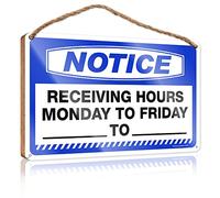 Letrero de madera divertido para pared con texto en inglés "Notice Receiving Hours" de lunes a viernes a viernes, letrero de madera divertido para colgar en la oficina (23 x 35 cm)