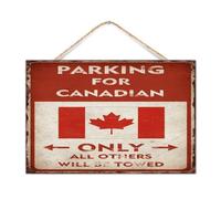 Letrero de madera establecida de granja para estacionamiento para canadienses solo todos los demás serán remolcados, decoración para entrada, banderas nacionales de país, letreros de madera, letrero