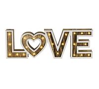 Letrero de madera iluminado con luces led "LOVE" que funciona a pilas