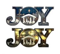 Letrero de madera iluminado para belén, letras talladas en 3D, decoración navideña independiente y montada en la pared, adorno de nacimiento de Jesús para cristianos, amigos y familiares