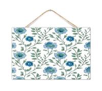 Letrero de madera moderno con diseño de flor mogol en color azul, decoración para ventana, primavera, verano, letreros de madera floral, bonito letrero de decoración de pared para el hogar, 12 x 8