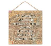 Letrero de madera moderno con texto en inglés "It Doesn't Matter Where You're Going", decoración artística de pared para decoración de pared para interiores de 12 x 12 pulgadas