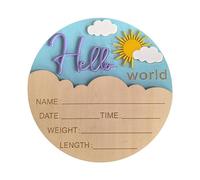 Letrero de madera natural con texto en inglés "Hello Character" para anuncio de nacimiento, fotografía, decoración de guardería, recuerdo de recién nacidos, recuerdo, regalo de baby shower, accesorios