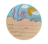 Letrero de madera natural con texto en inglés "Hello Character" para anuncio de nacimiento, fotografía, decoración de guardería, recuerdo de recién nacidos, recuerdo, regalo de baby shower, accesorios