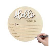 Letrero De Madera para Anuncio De Bebé, Madera Ďe 15x15x0,3 Cm, Letrero Đe Hola Mundo para Bebé | Anuncio D́e Ḿadera D̄e B́aby Dé 5,9 Pulgadas, Regalo Ďé Guardería Đé B̀aby Shower