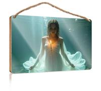 Letrero de madera para baño, con texto en inglés "Underwater Serenity: A Candlelit Vision" (15 x 28 cm)