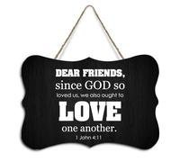 Letrero de madera para colgar con texto en inglés "Dear Friends,since God So Loved Us,we also Ought to Love One Another", letrero de madera con texto motivacional, para decoración de pared del hogar