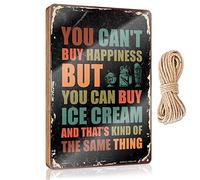 Letrero de madera para colgar con texto en inglés "You Can'T Buy Happiness But Can Ice Cream" (15 x 28 cm)
