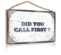 Letrero de madera para colgar en el baño con texto en inglés "WC Rules For Bathroom Did You Call First" (23 x 35 cm)