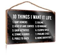 Letrero de madera para colgar en la pared con las 10 cosas que quiero en la vida, letrero de madera para decoración del hogar y patio (15 x 28 cm)
