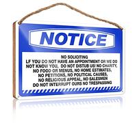 Letrero de madera para colgar en la pared, con texto en inglés "Notice No Soliciting If You Do Not Have An Appointment" (23 x 35 cm)