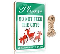 Letrero de madera para colgar en la pared, con texto en inglés "Please Don'T Feed the Goats, No Matter What They Say It" (20 x 30 cm)