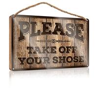 Letrero de madera para colgar en la pared, con texto en inglés "Please Take Off Your Shoesmour", letrero de madera para puerta para el hogar, regalos para el hogar (20 x 30 cm)