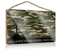 Letrero de madera para colgar en la puerta con texto en inglés "All Gave Some Some Gave All Militar", decoración rústica de cocina y accesorios de granja (15 x 28 cm)