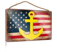 Letrero de madera para colgar en la puerta de verano anclado en espíritu americano (23 x 35 cm)