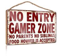 Letrero de madera para colgar en la puerta del hogar, zona de jugadores sin entradas, no hay padres, no hermanos, decoración de patio trasero (20 x 30 cm)