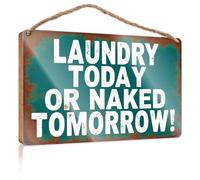 Letrero de madera para colgar en la puerta, para colgar en la lavandería, hoy, no desnudo, mañana, decoración de habitación, accesorios de dormitorio (20 x 30 cm)