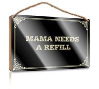 Letrero de madera para decoración de baño, superficie barnizada y mira tu paso/decoración de baño de granja | Decoración de sala de estar para estantes, mamá necesita un recambio