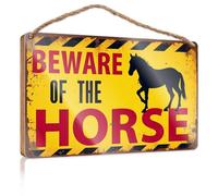 Letrero de madera para decoración de cocina con texto en inglés "Precaution: Horse In The Area" (23 x 35 cm)