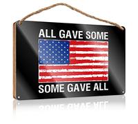 Letrero de madera para decoración de porche con texto en inglés "All Gave Some Some Gave All Militar", placa de madera para exteriores, porche, decoración de habitación adolescente (15 x 28 cm)